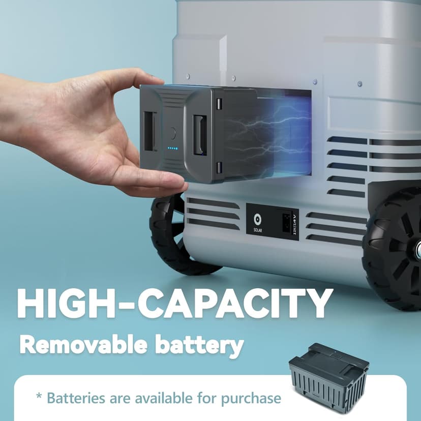 EUHOMY 12 Volt Refrigerator, 58QT Electric Cooler Usable Battery, Car Refrigerator 0℉~68℉, 12V Fridge 12/24V DC 110-240V AC, Portable Freezer with Wheels for Camping, Travel, Truck, Outdoor