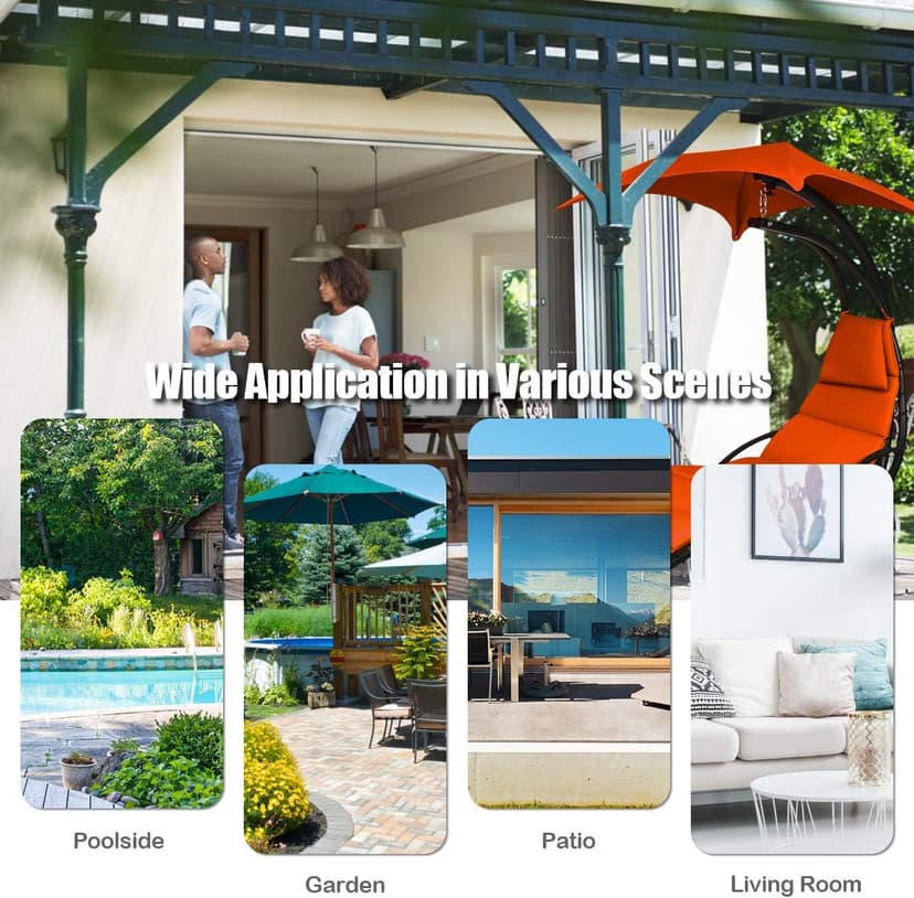 Giantex Hanging Chaise Lounger Chair, Arc Stand Porch Swing Chair w/Canopy, Cushion Built-in Pillow, Outdoor Freestanding Swing Hammock Chair for Patio Poolside Backyard Garden (Orange)