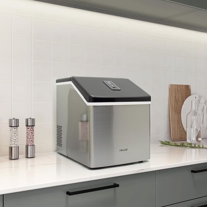 Newair Silver Countertop Ice Maker Machine, Compact Automatic Ice Maker, Cubes Ready in Under 15 Minutes, Portable Ice Cube Maker, Perfect for Home/Kitchen/Office/Bar