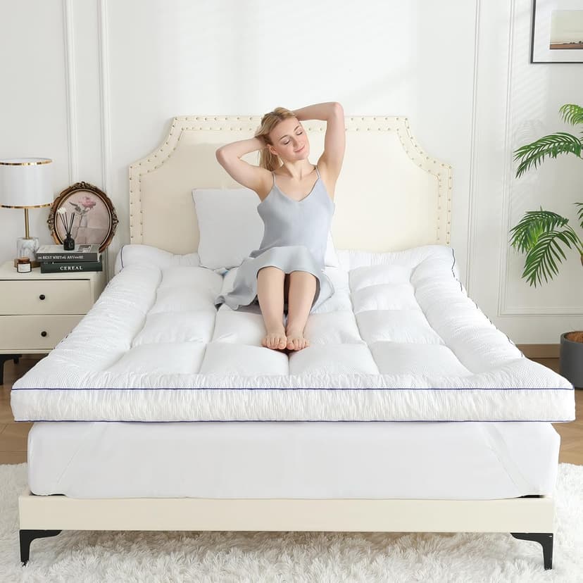 WhatsBedding 4 Inch Memory Foam Mattress Topper King Size, with 3D Bubble Mattress Pad Cover, Soft Quilted 100% Cotton Layer for Back Pain, White(78"x80")