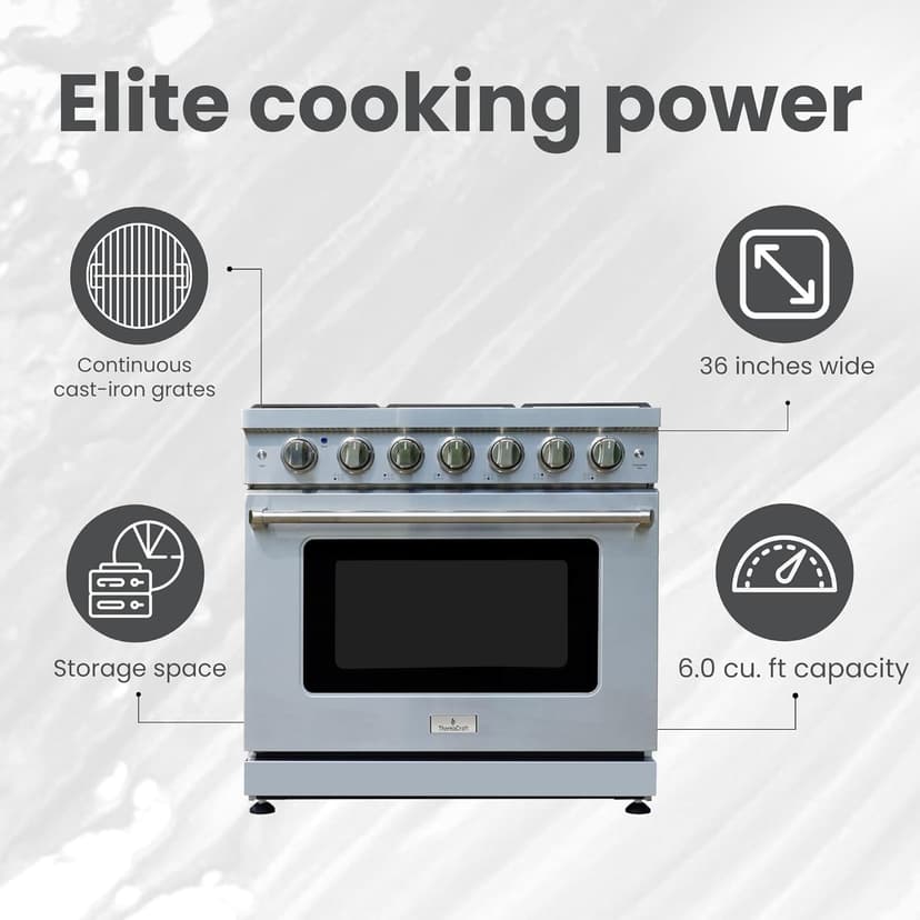 36-inch Pro-Style Gas Range with 6 High-Powered Burners & 6.0 cu. Ft. Convection Oven in Stainless Steel - Natural Gas/LP Convertible Freestanding Range