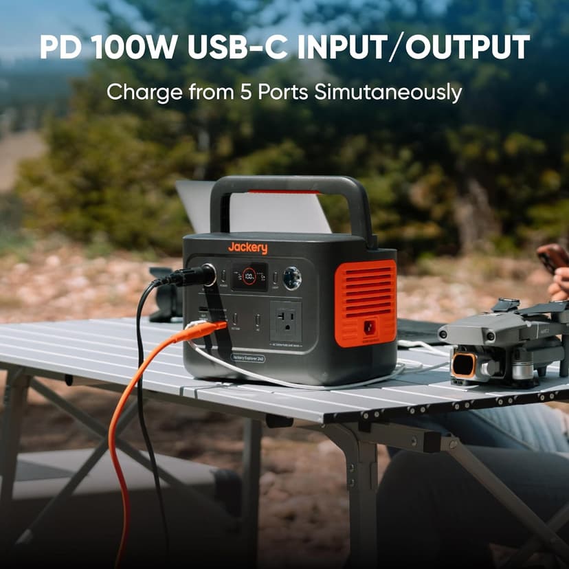Jackery Solar Generator 240 v2 and 40W Mini Solar Panel, 256Wh LiFePO4 Battery, 300W AC & 100W USB-C Output, Ultra Fast Solar Charging for Outdoors, Camping, Travel & Emergencies