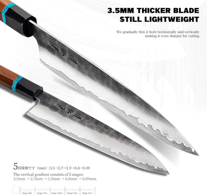 KAWAHIRO Japanese Chef Knife, 210mm Black Forged VG10 Kitchen Knife, Handcrafted Professional Chefs Knife with Ergonomic Handle, Perfect Birthday Gifts for Men Women, Luxury Gift Wood Box