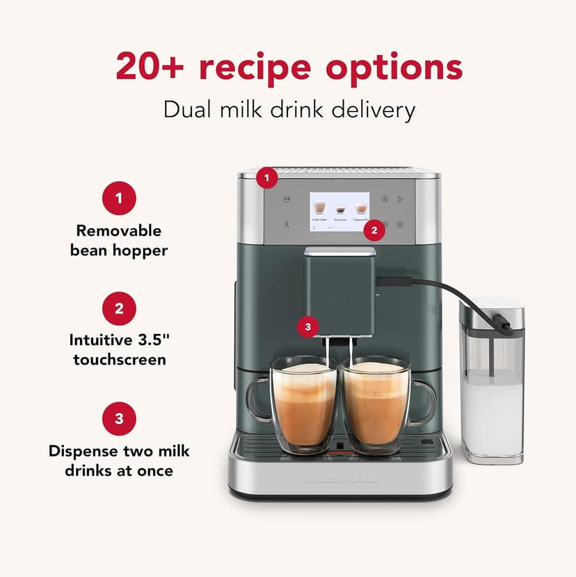 KitchenAid Fully Automatic Espresso Machine KF7 with Milk Attachment, KES8557JP, Juniper