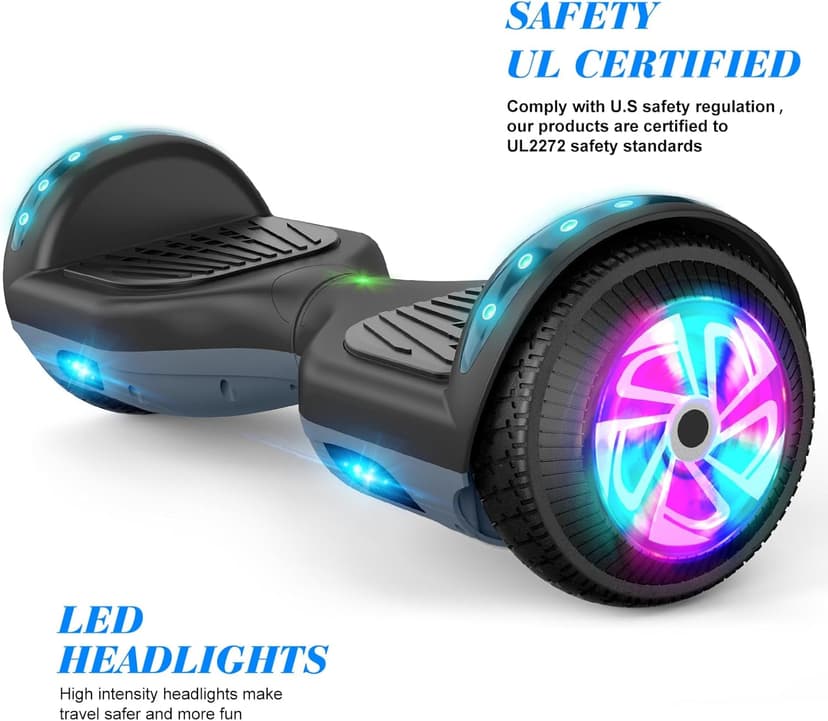 FLYING-ANT Self Balance Scooter 6.5" with Speaker and LED Lights Red