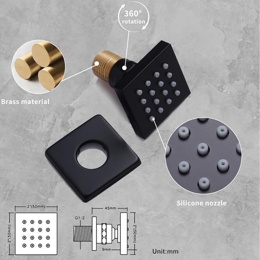 Matte Black Thermostatic Shower System Digital Display Full Body Shower System with 16 x 26 Inch Ceiling Rain LED Shower Head, Handheld Shower and 6 PCS Body Jets