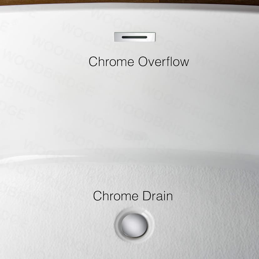WOODBRIDGE 71"Freestanding White Acylic Soaking Bathtub with Chrome Drain and Overflow,B0017 C
