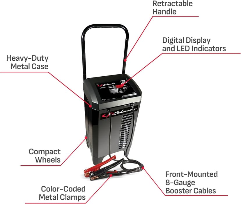 Schumacher Electric Fully Automatic Battery Charger & Engine Starter - 6/12 Volt Car Battery Charger, 200 Amp Engine Start & 40 Amp Boost - Alternator Tester with Multi-Stage Charging SC1309