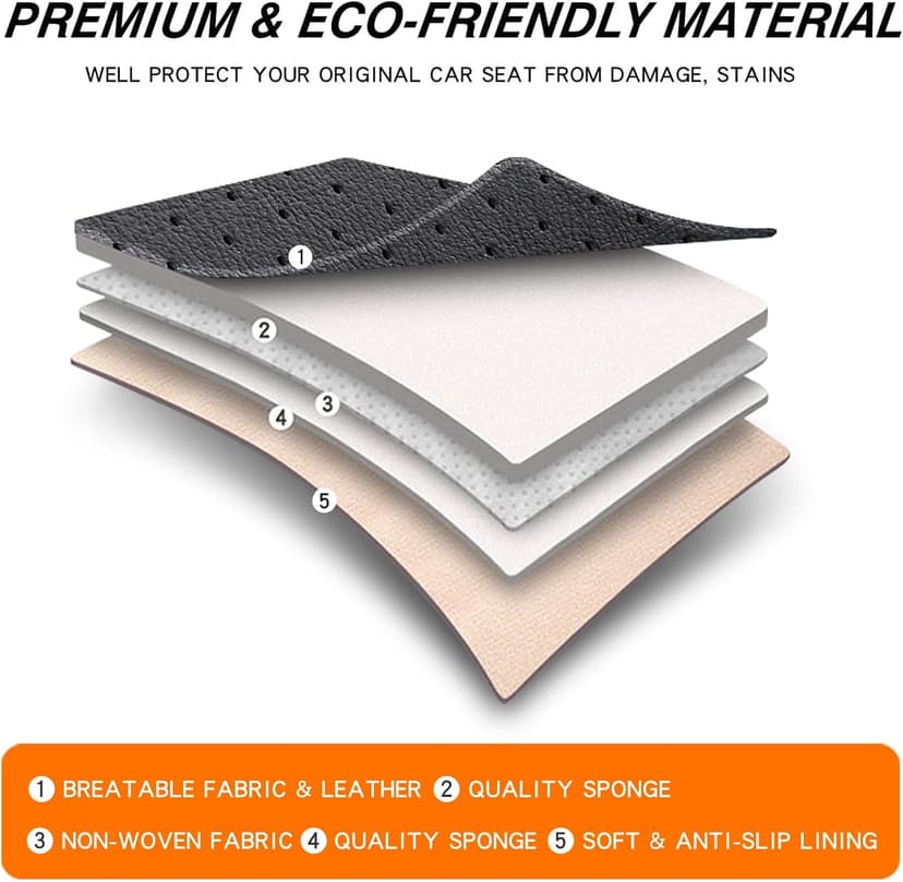 Car Seat Covers for Cars, Faux Leather Seat Covers for Cars SUV Super Breathable Universal Automotive Seat Covers Fit for Most Sedans Balck Brown