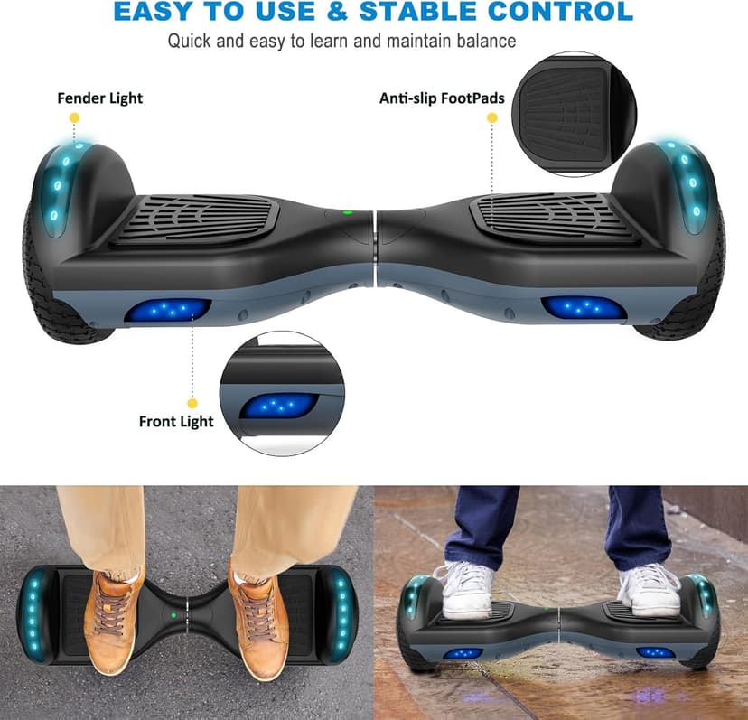 FLYING-ANT Self Balance Scooter 6.5" with Speaker and LED Lights Red