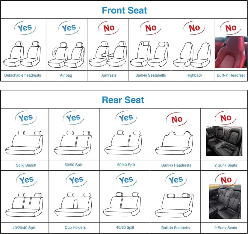 Car Seat Covers Full Set, Super Luxurious Heavy Duty Waterproof Leather Automotive Vehicle Cover for Cars SUV Pick-up Truck, Universal Non-Slip Seat Car Accessories (Black)