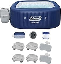 Bestway Coleman Hawaii AirJet Inflatable Hot Tub with EnergySense Cover, Blue + Bestway SaluSpa Spa Seat (4 Pack) + Bestway SaluSpa Pillows (2 Pack)