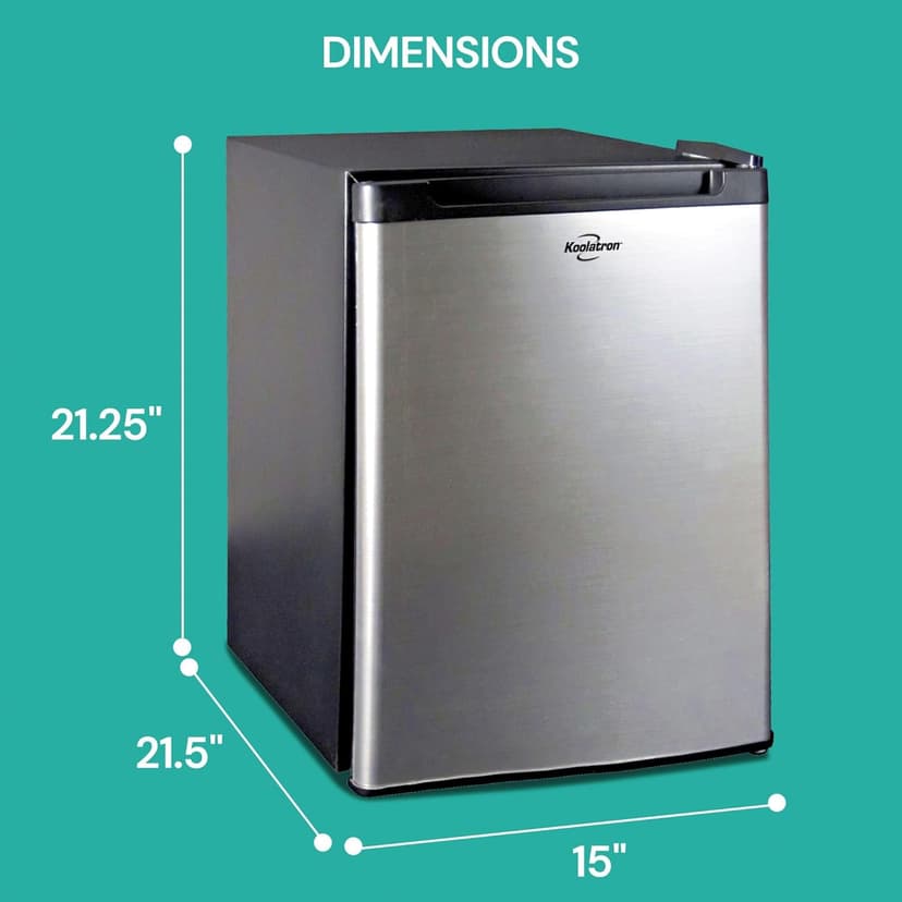 Koolatron 12V / 110V Refrigerator - Mini Fridge With Freezer For Trucks, Cool Storage For Kitchen, Bedroom, Office, Dorms, Compact Free Standing, Neveras Pequeñpara, 1.76 Cubic Feet Capacity, White