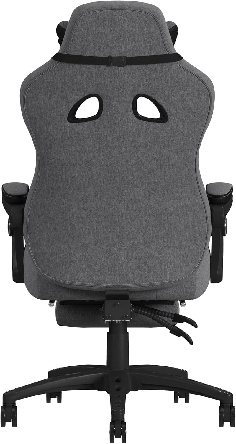 RESPAWN 110 Pro Gaming Chair - Gaming Chair with Footrest, Reclining Gaming Chair, Video Gaming Computer Desk Chair, Adjustable Desk Chair, Gaming Chairs for Adults with Headrest Pillow - Grey Fabric