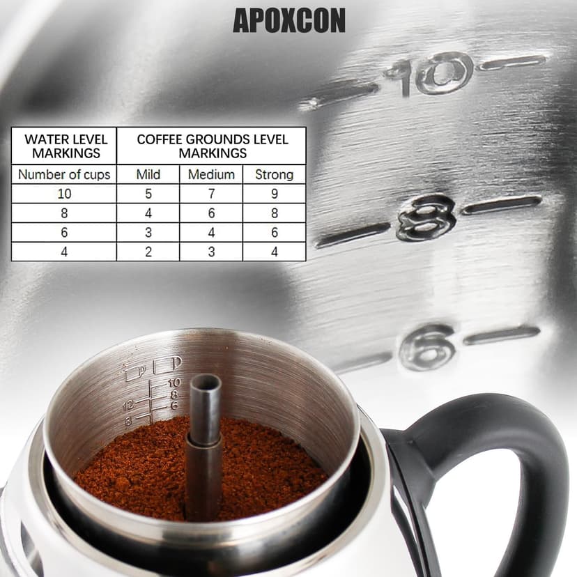 Electric Coffee Percolator Stainless Steel Coffee Maker with Clear Brew Progress Knob and No-Drip Spout Auto Keep Warm & Cordless Serving Coffee pot with On/OFF Switch Fast Brew (10 Cup)