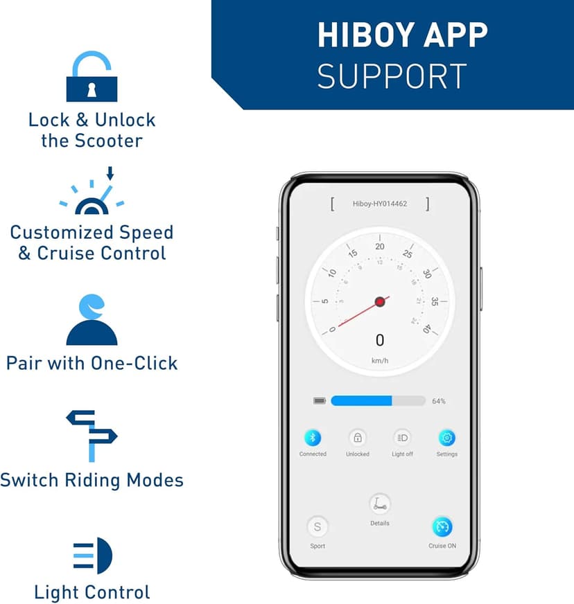 Hiboy S2 Series Electric Scooter, 8.5"-12" Tires, Up to 17-38 Miles Range, 350W/500W Powerful Motor & 19/23 MPH Portable Folding Commuting Electric Scooter for Adults with Double Braking System