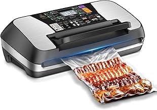 95kpa Vacuum Sealer Machine, Commercial Full Automatic Food Sealer, Food Vacuum Sealing Machine with Cutter, 10 Pre-cut Bags & Bag Rolls and Accessory Hose, Fully Starter Kits, Black
