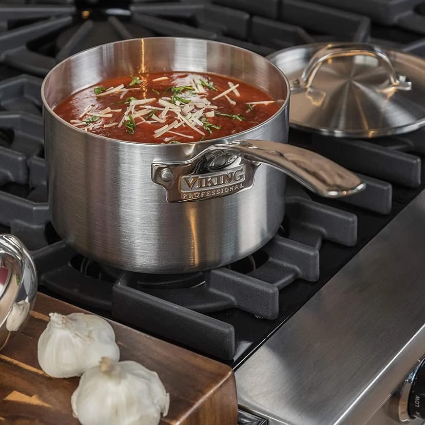 Viking 5-Ply Pots and Pans Set, 10 Piece Stainless Steel Kitchen Cookware, Silver