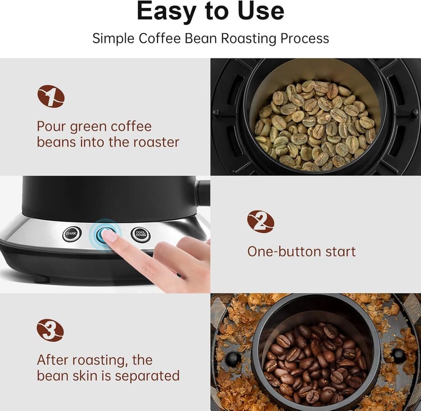 Electric Coffee Roaster Machine for Home Use 1200W,Coffee Bean Roaster Machine for Home Use with Two Optional Baking Modes (Med & Dark),Coffee Roaster Stovetop,110v~120V