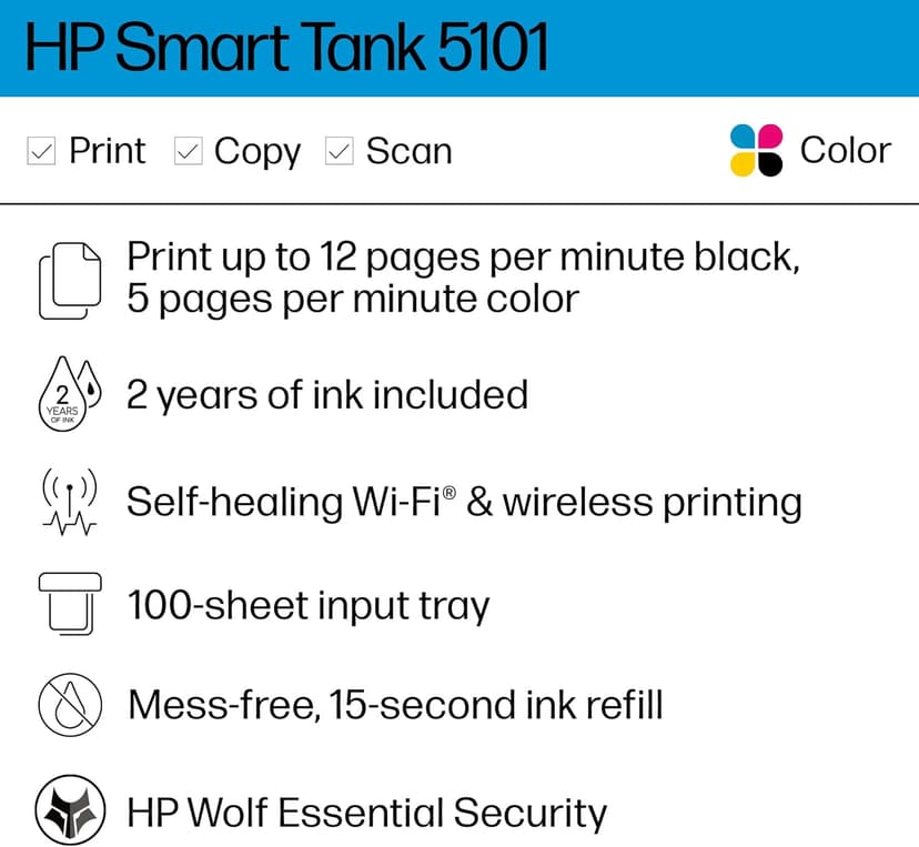 HP Smart Tank 5101 Wireless All-in-One Ink Tank Printer