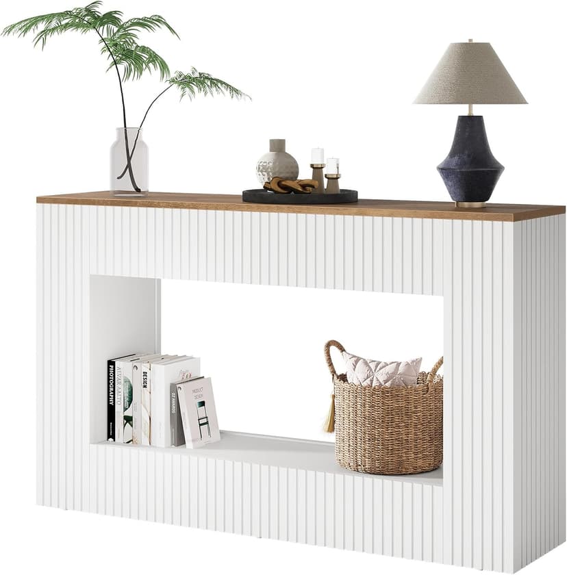 Tribesigns Modern Console Table, 55-Inch Wood Entryway Table with Storage, Narrow Long Sofa Table Behind Couch Table for Living Room, Foyer, Hallway, White