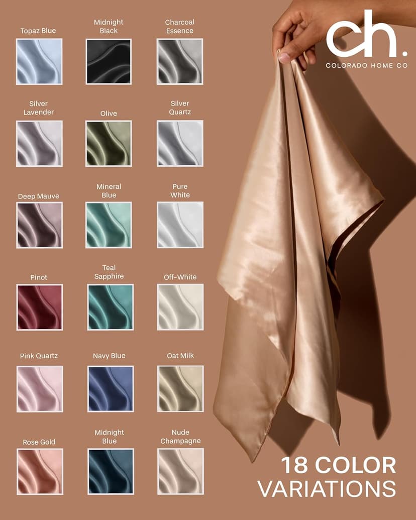 SUNDAYSILKS™ 100% Mulberry Silk Pillowcase, Silk Pillow Cases for Hair & Skin, Superior to Satin Pillowcase, with Zipper, Standard, Queen, King Sizes, Anti-Wrinkle, Cooling, Non-Slip Silk Pillowcases