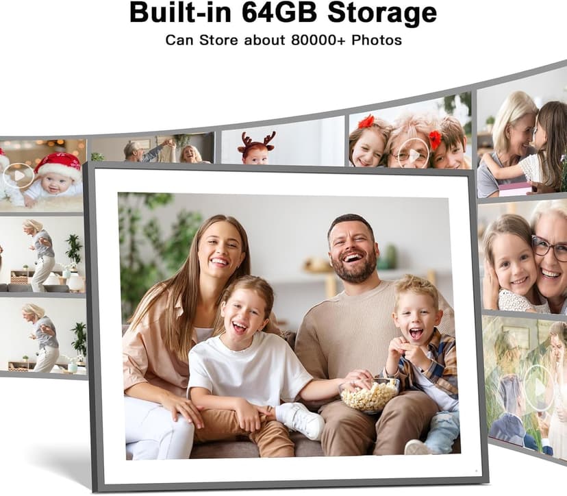 19-inch Digital Picture Frame Large-Photo-Frame - 64GB Dual-WiFi Digital Frame, Light Sensor, Full Function, Sharing Photos Videos via App or Email Instantly, Unlimited Cloud Storage, Wall Mountable