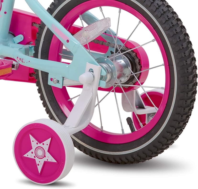 JOYSTAR Paris Girls Bike for Ages 3-8 Years Old, 14 16 18 Inch Kids Bike with Training Wheels, Basket and Handbrake, Multiple Colors