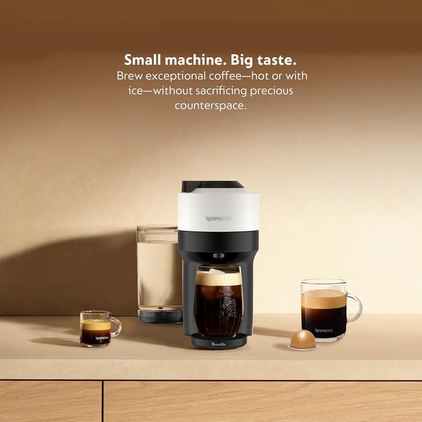 Nespresso Vertuo Pop+ Coffee and Espresso Maker by Breville with Milk Frother, Coconut White