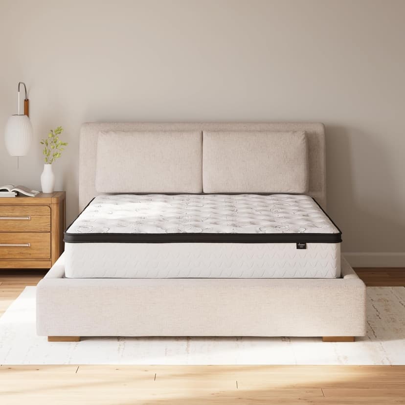 Signature Design by Ashley California King Size Chime 12 Inch Medium Firm Hybrid Mattress with Cooling Gel Memory Foam for Pressure Relief