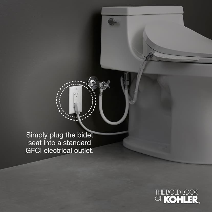 Kohler PureWash E580 Elongated Bidet Toilet Seat, White, Quiet-Close Lid Prevents Slamming, Self-Cleaning Wand, Adjustable Water Pressure with Multiple Cleansing Options