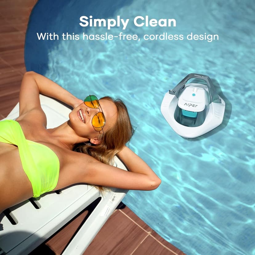 AIPER Cordless Robotic Pool Vacuum, Self-Parking Technology, Portable, Ideal for Above-Ground Flat Pool up to 40 Feet