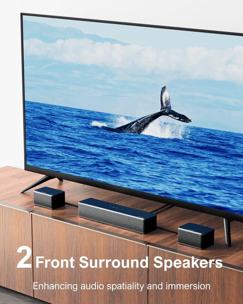 ULTIMEA 7.1ch Soundbar with Wireless Subwoofer, Virtual Surround Sound System for TV, App Control, 410W Peak Power, Sound bar for TV, 4 Wired Surround Speakers, Home Theater Sound System Poseidon D70