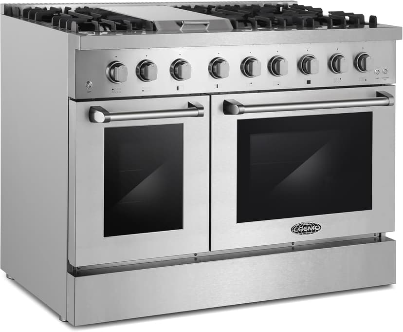 Cosmo COS-DFRL486GK 48 in. Lumin Collection 6.7 cu. ft. Double Oven Dual Fuel Range with 6 Sealed Burners, Rapid Convection, Stainless Steel