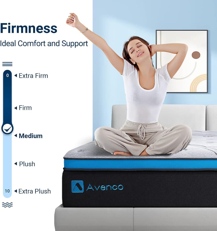 Avenco Hybrid Mattress in a Box Full, 12 Inch Pocket Spring and Gel Memory Foam Mattress for Full Size Bed, Medium Firm, Edge Support, CertiPUR-US Certified