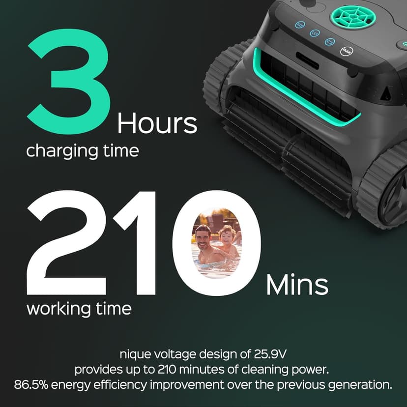 WYBOT S2 Cordless Robotic Pool Cleaner, Smart Navigation Inground Pool Vacuum Lasts 180 Mins, Wall Climbing & Waterline Cleaning for Pools up to 3229 Sq.ft, Switch/App Mode, Dual Filtration