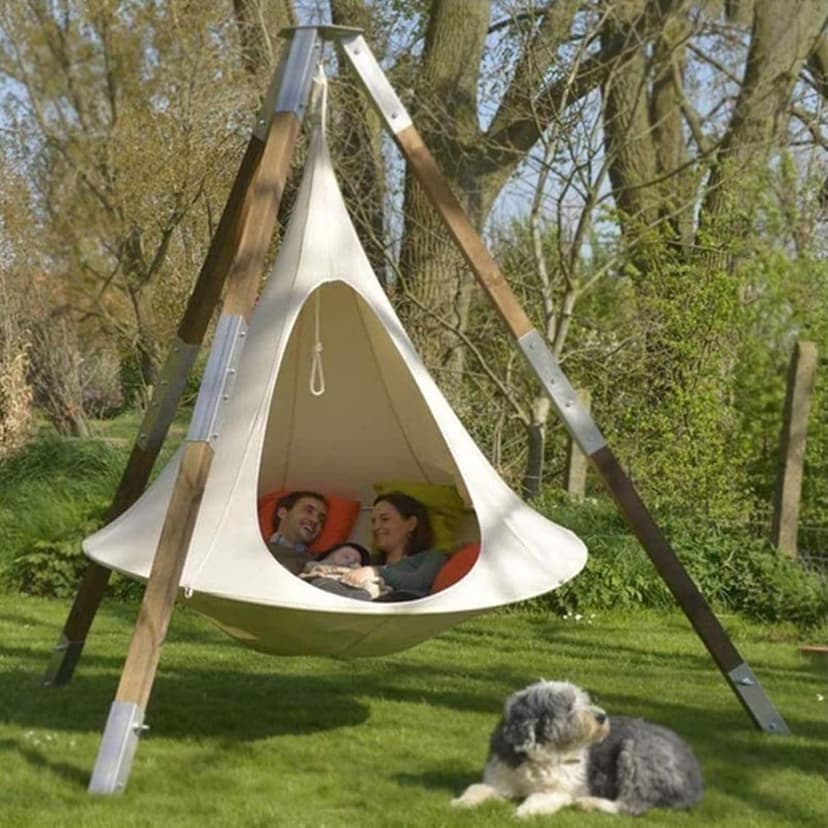 Flying Saucer Shape Hammock Swing Chair Teepee Hammock Stand Garden Outdoors Chair Hanging Swinging Swings Tree Chairs Free Standing for Kids & Adults Indoor Outdoor Hammock Tent,Rose red,100cm