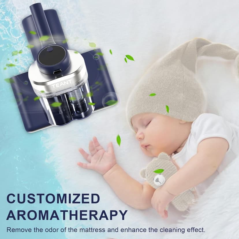 Mattress Vacuum Bed Vacuum Cleaner with 253.7nm UV-C Light, 600W & 16Kpa Strong Suction,33000 RPM/Min Tapping, HEPA Filter,149℉ Heat & Ultrasonic & Anion for Bed and Pet