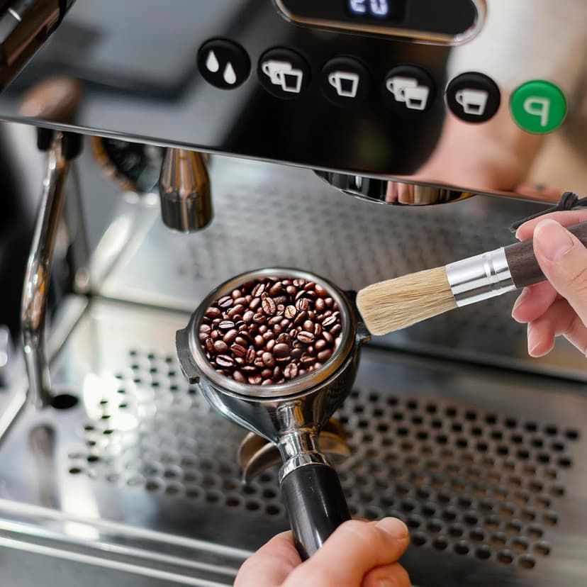 2 Pack Coffee Grinder Cleaning Brush, Coffee Brush with Wood Handle and Natural Bristles Brushes,Coffees Bar Accessories,Coffees Bar Espresso Grinder Brushes