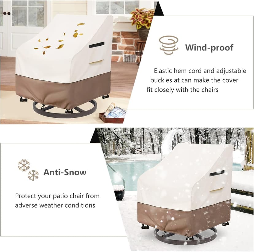 Patio Chair Covers Waterproof Patio Furniture Covers, 33W x 35D x 36H Inches Swivel Outdoor Chair Cover 2 Pack (Beige)