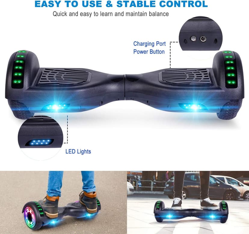 self balance scooter,6.5" Two-Wheel Self-Balancing Hover Board with Bluetooth Speakers and Fashion LED Lights for Kids and Adults