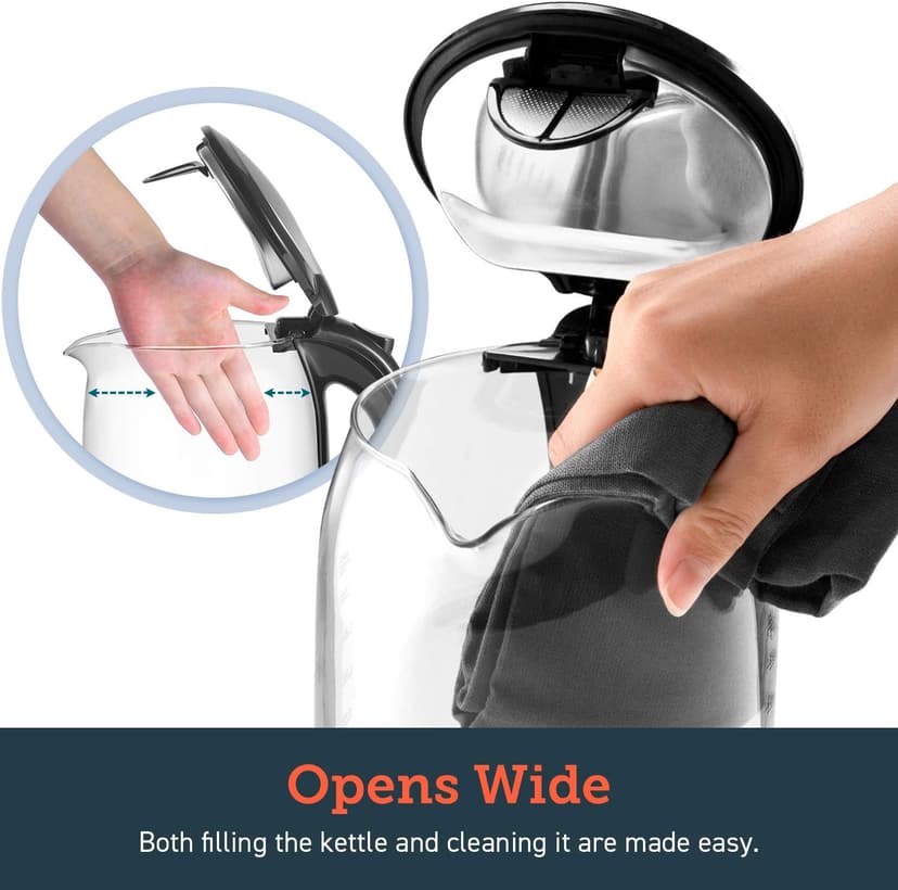 COSORI Speed-Boil Electric Tea Kettle, 1.7L Hot Water Kettle (BPA Free) 1500W Auto Shut-Off & Boil-Dry Protection, LED Indicator Inner Lid & Bottom, Transparent