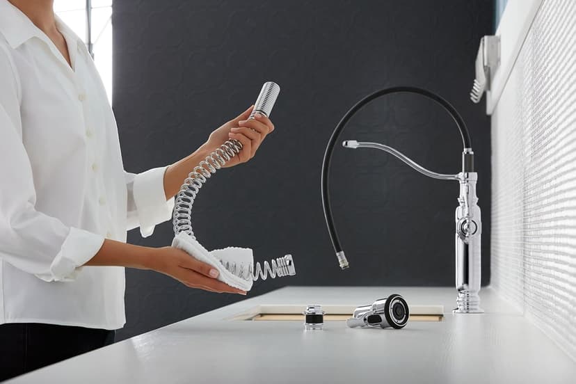 KOHLER Tournant Semi-Professional Pull-Down Kitchen Sink Faucet, Commercial Kitchen Faucet with Pull Down Sprayer, 77515-VS, Vibrant Stainless