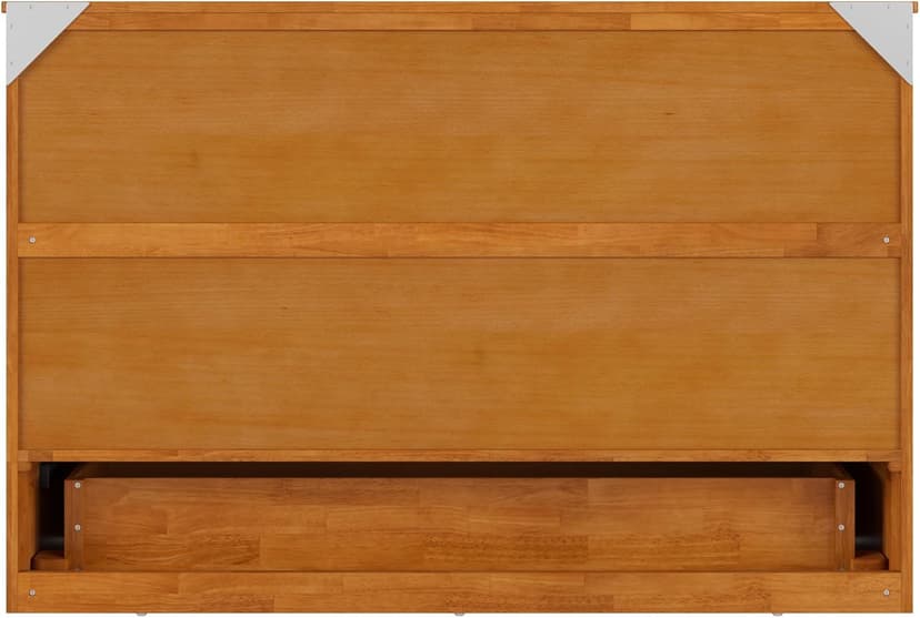 AFI, Northfield Queen Murphy Bed Chest with 6" Mattress, Storage Drawer & Built-in USB Charger, Light Toffee