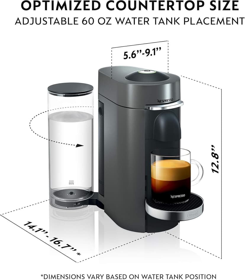 Nespresso Vertuo Plus Coffee and Espresso Maker by De'Longhi, Titan