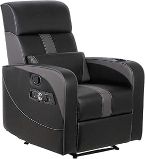 X Rocker Gamma Recliner Gaming Chair, 2.1 Bluetooth Audio System, Headrest Mounted Speakers, Built-in Footrest and Cupholder, 718001, 34.84" x 39.37" x 30.31", Black