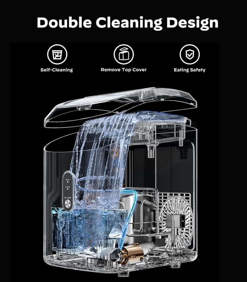 Silonn Nugget Ice Maker Countertop - 33lbs/24H, Pebble Ice Maker Machine with Self-Cleaning Function, Portable Ice Makers for Home Kitchen Office