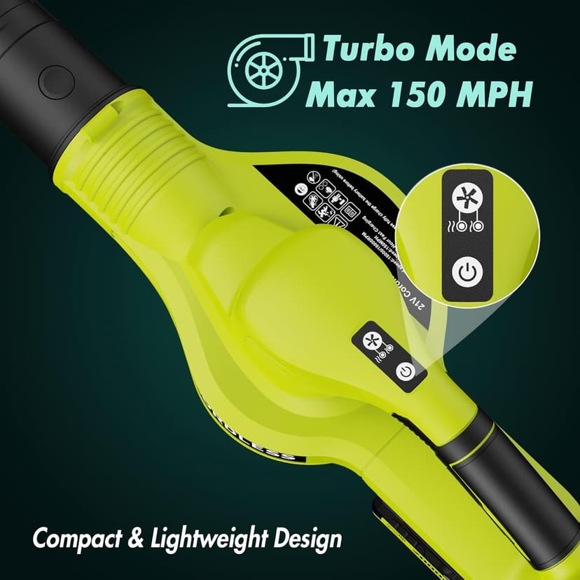 Leaf Blower Cordless - 21V Powerful Electric Leaf Blower with 2 Batteries and Charger, 2 Speed Modes, 2.0Ah Lightweight Battery Powered Leaf Blowers for Lawn Care, Patio, Dust, Blowing Leaves