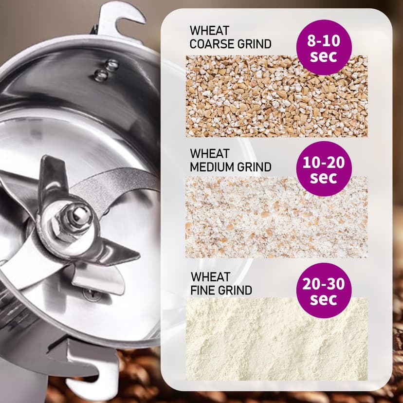 550g Grain Mill, 304 Stainless Steel Spice Grinder, 2000W High-speed Commercial Flour Mill, Superfine Flour Mill Grinder for Home, Grain Mill for Flour
