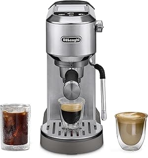 De'Longhi Dedica Duo Compact Espresso Machine - Stainless Steel Coffee Maker with Milk Frother Wand- for Espresso, Cold Brew, Hot & Iced Coffee, Cappuccinos, Lattes & Home Barista Brewing